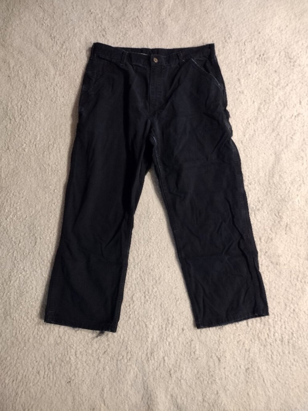 Carhartt Size 36x30 Canvas Carpenter Pants Black Cargo Rugged Workwear